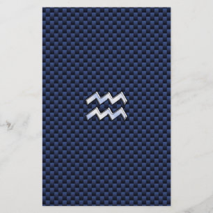 Aquarius Zodiac Sign on Royal Blue Carbon Fiber Briefpapier