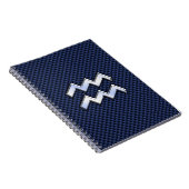 Aquarius Zodiac Sign on Royal Blue Carbon Fiber Notitieboek (Rechterzijde)