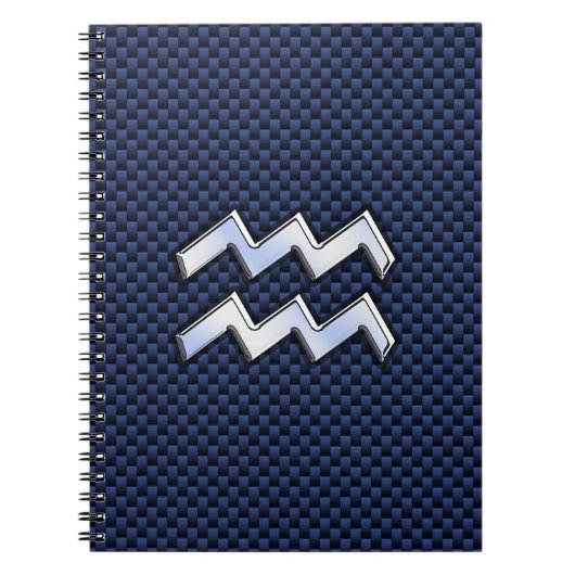 Aquarius Zodiac Sign on Royal Blue Carbon Fiber Notitieboek (Voorkant)