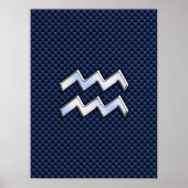 Aquarius Zodiac Sign on Royal Blue Carbon Fiber Poster (Voorkant)