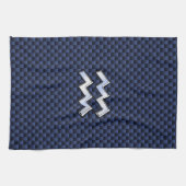 Aquarius Zodiac Sign on Royal Blue Carbon Fiber Theedoek (Horizontaal)