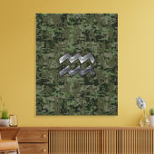 Aquarius Zodiac Sign on Woodland Digital Camo Canvas Afdruk (Insitu (Woonkamer))
