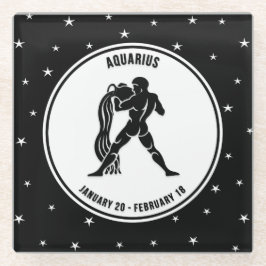 Aquarius Zodiac Sign., Onderzetter van zwart-wit g Glazen Onderzetter