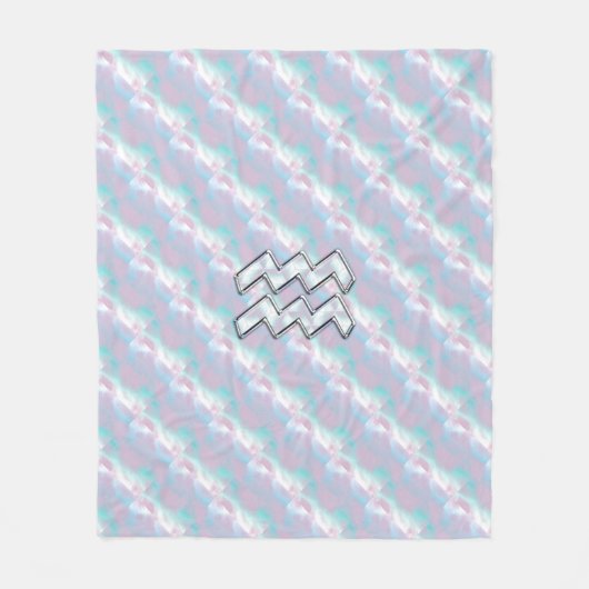 Aquarius Zodiac Sign Pastels Moeder van het pareld Fleece Deken (Voorkant)