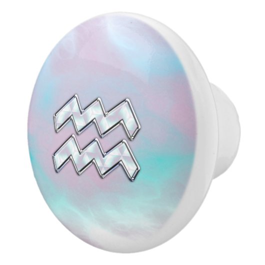 Aquarius Zodiac Sign Pastels Moeder van het pareld Keramische Knop (Rechts)