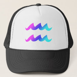 Aquarius Zodiac Sign Pink Blue Aqua Gradient Trucker Pet