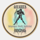 Aquarius Zodiac Sign Ronde Sticker (Voorkant)