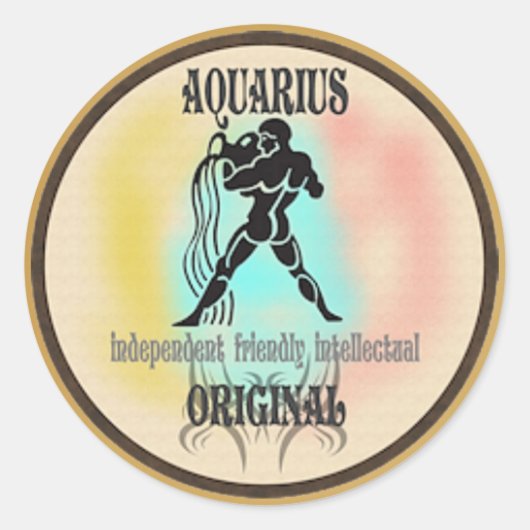 Aquarius Zodiac Sign Ronde Sticker (Voorkant)