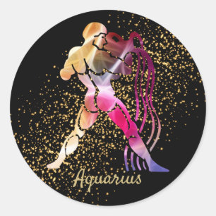 Aquarius - Zodiac Sign Ronde Sticker