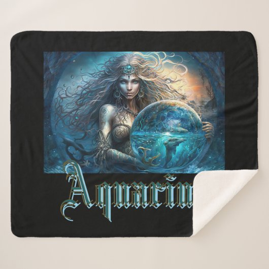 Aquarius Zodiac Sign Sherpa Deken (Voorkant (horizontaal))
