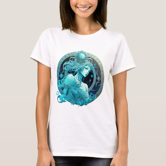 Aquarius Zodiac Sign Sublimation Design, Aquarius T-shirt (Voorkant)