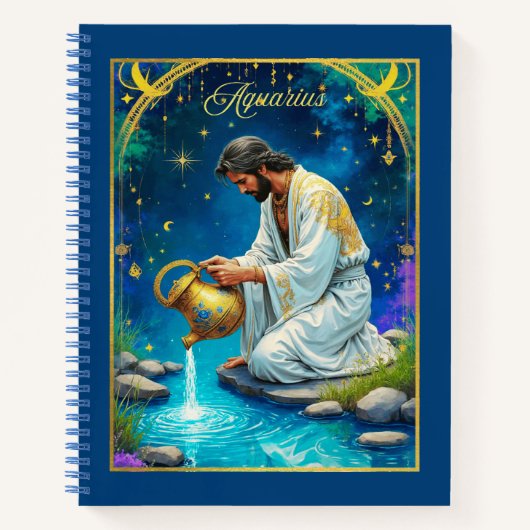Aquarius Zodiac Sign Under a Starry Sky Journal Notitieboek (Voorkant)