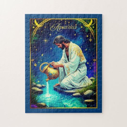 Aquarius Zodiac Sign Under a Starry Sky Legpuzzel (Verticaal)