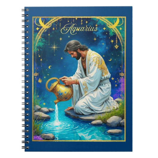 Aquarius Zodiac Sign Under a Starry Sky Notitieboek (Voorkant)