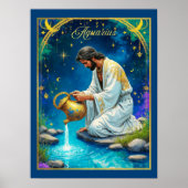 Aquarius Zodiac Sign Under a Starry Sky Poster (Voorkant)