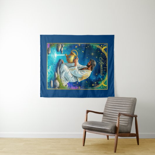Aquarius Zodiac Sign Under a Starry Sky Wandkleed (In Situ (horizontaal))