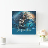 Aquarius Zodiac Sign Vierkante Klok (Huis)