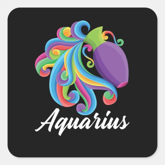 Aquarius Zodiac Sign Vierkante Sticker (Voorkant)