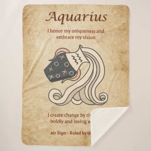 Aquarius Zodiac Sign with Affirmations Sherpa Deken (Voorkant)