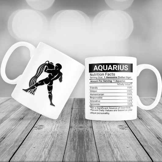 Aquarius Zodiac Sign with Nutrition Facts Grote Koffiekop