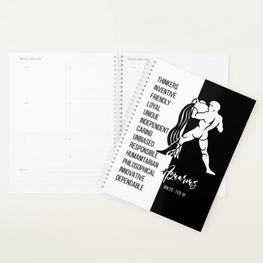 Aquarius Zodiac Sign., zwart-wit Planner (Display)