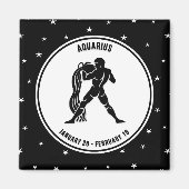 Aquarius Zodiac Sign., Zwart-witnet Magneet (Voorkant)