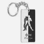 Aquarius Zodiac Sign., Zwarte & Witte Sleutelhange Sleutelhanger (Voorkant Links)