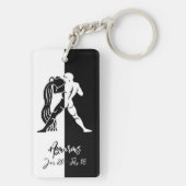 Aquarius Zodiac Sign., Zwarte & Witte Sleutelhange Sleutelhanger (achterkant)