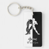 Aquarius Zodiac Sign., Zwarte & Witte Sleutelhange Sleutelhanger (Voorkant)