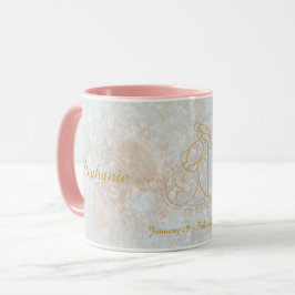 Aquarius Zodiac Star Sign Cosmic Monogram Glitter Mok