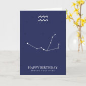 Aquarius Zodiac Star Sign Custom Birthday Kaart (Gele Bloem)