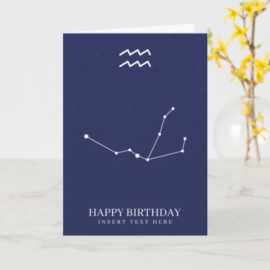 Aquarius Zodiac Star Sign Custom Birthday Kaart (Gele Bloem)