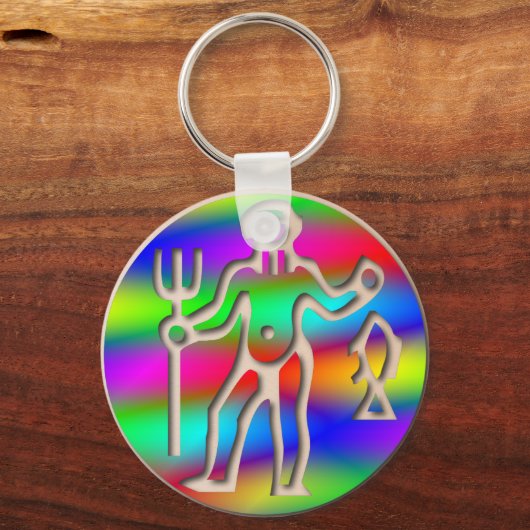 Aquarius Zodiac Star Sign Rainbow Sleutelhanger (Voorkant)