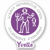 Aquarius Zodiac Star Sign Traits Paars Sticker (Voorkant)