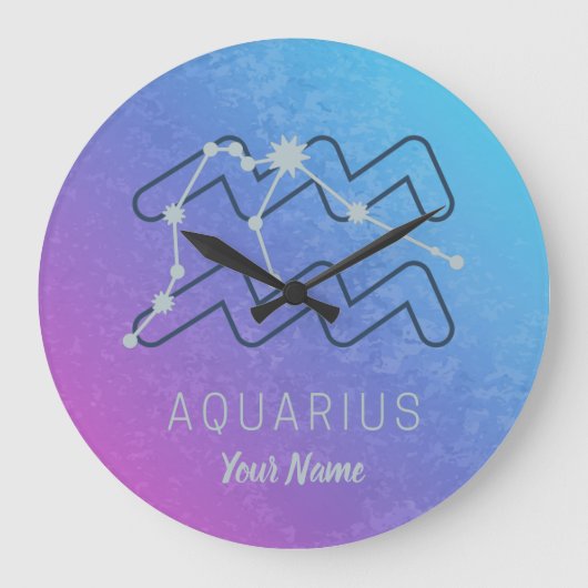 Aquarius Zodiac Star Sign Waterverf Horoscope Grote Klok (Voorkant)