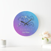 Aquarius Zodiac Star Sign Waterverf Horoscope Grote Klok (Huis)