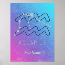 Aquarius Zodiac Star Sign Waterverf Horoscope Poster