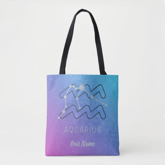 Aquarius Zodiac Star Sign Waterverf Horoscope Tote Bag (Voorkant)