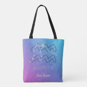 Aquarius Zodiac Star Sign Waterverf Horoscope Tote Bag (Achterkant)