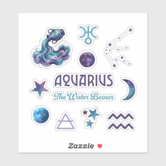 Aquarius Zodiac Sticker Collection (Vel)