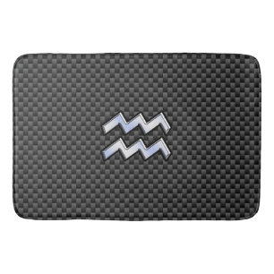 Aquarius Zodiac Symbol Carbon Fiber Decor Badmat