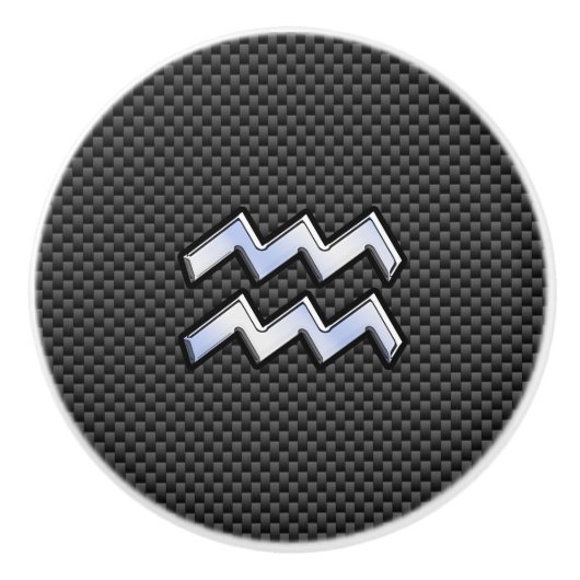 Aquarius Zodiac Symbol Carbon Fiber Decor Keramische Knop (Voorkant)