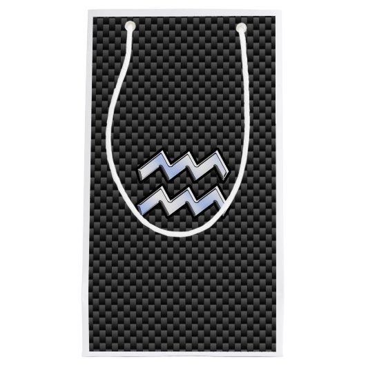 Aquarius Zodiac Symbol Carbon Fiber Decor Klein Cadeauzakje (Voorkant)