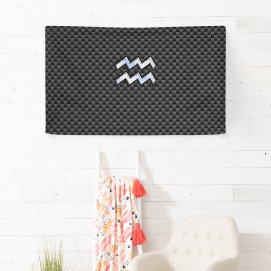 Aquarius Zodiac Symbol Carbon Fiber Decor Spandoek (Insitu)