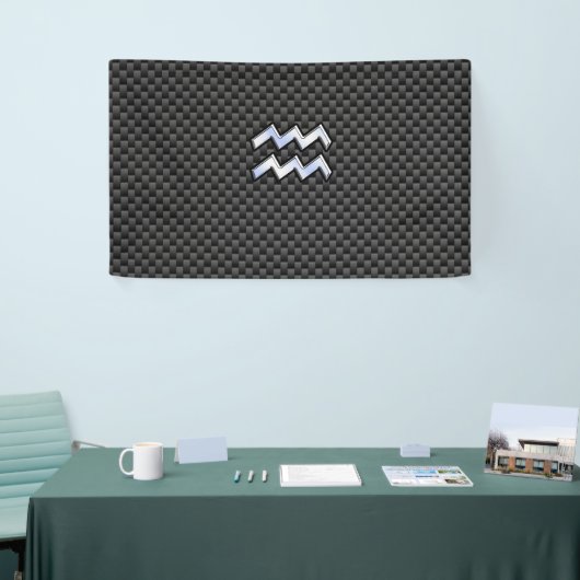 Aquarius Zodiac Symbol Carbon Fiber Decor Spandoek (Beurs)