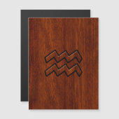 Aquarius Zodiac Symbol Mahogany Wood Style (Voorkant / Achterkant)