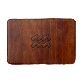 Aquarius Zodiac Symbol Mahogany Wood Style Badmat (Voorkant)