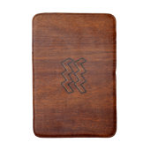 Aquarius Zodiac Symbol Mahogany Wood Style Badmat (Voorkant Verticaal)