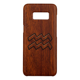 Aquarius Zodiac Symbol Mahogany Wood Style Case-Mate Samsung Galaxy S8 Hoesje