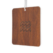 Aquarius Zodiac Symbol Mahogany Wood Style Luchtverfrisser (Links)